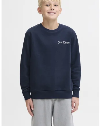 Bluza de trening cu imprimeu pe partea din spate si decolteu la baza gatului, Bleumarin