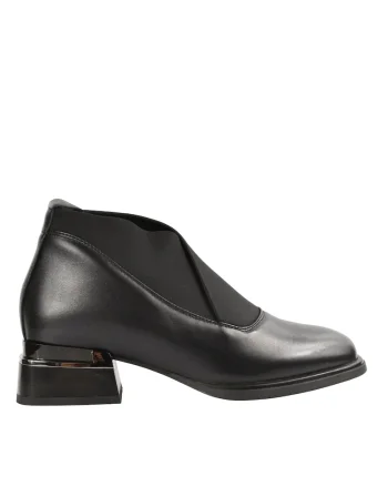 Ghete casual, dama,  W170003A negru, piele naturala, Negru