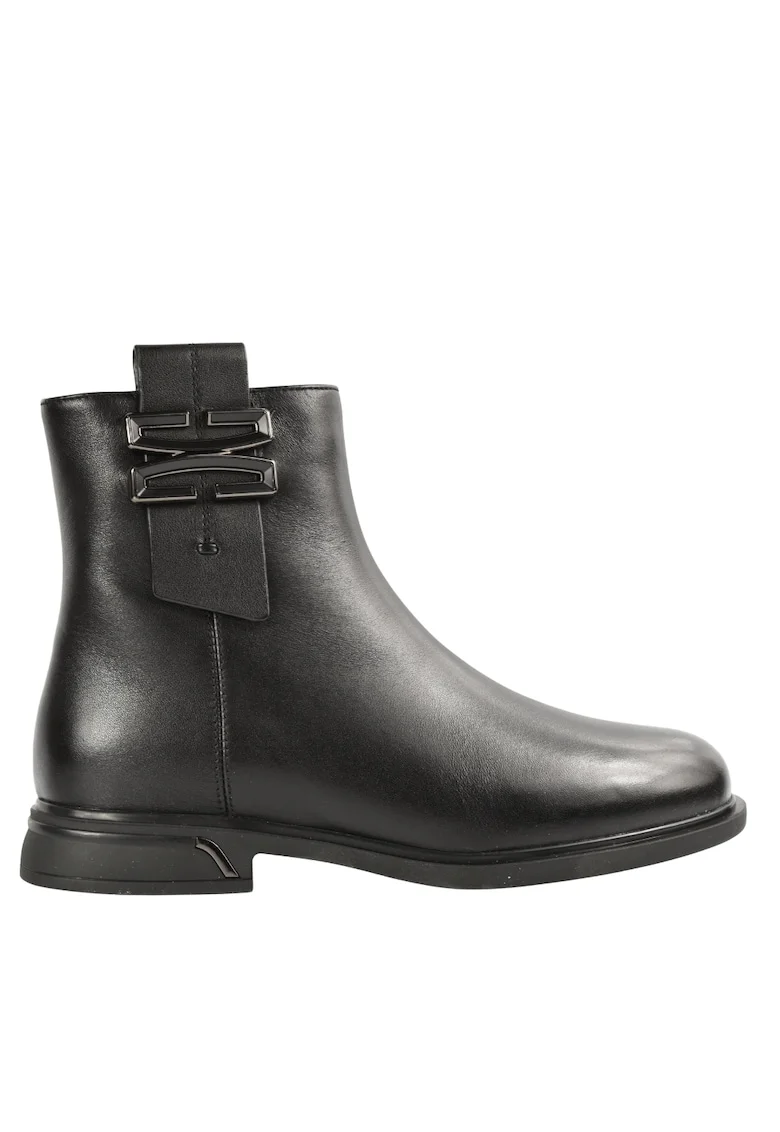 Ghete casual, dama,  DL70014A negru, piele naturala, Negru