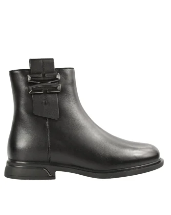Ghete casual, dama,  DL70014A negru, piele naturala, Negru