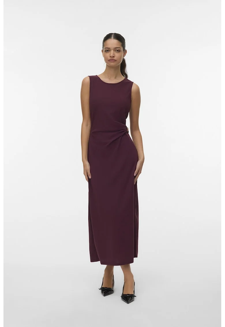 Rochie midi cu drapaj, Visiniu