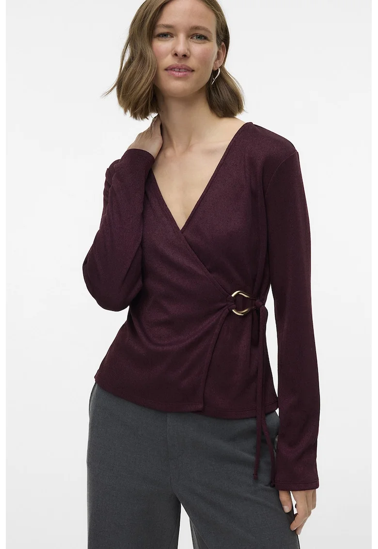 Bluza petrecuta cu decolteu cache coeur, Visiniu