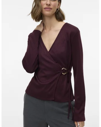 Bluza petrecuta cu decolteu cache coeur, Visiniu