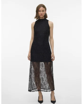 Rochie midi cu strat exterior, Negru