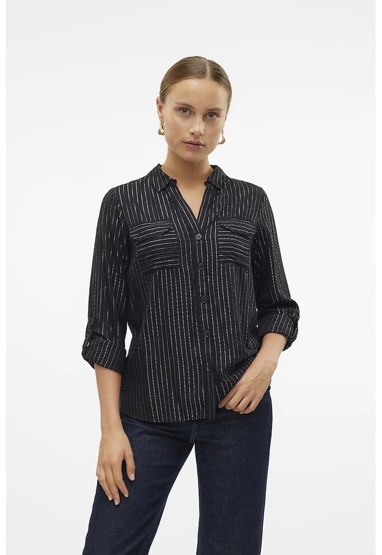 Camasa cu insertii din lurex, Negru