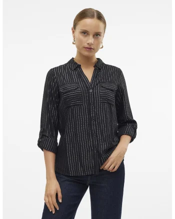 Camasa cu insertii din lurex, Negru