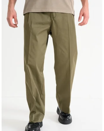 Pantaloni chino uni de bumbac Roy, Kaki