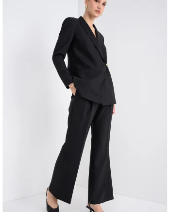Pantaloni evazati cu pliuri, Negru