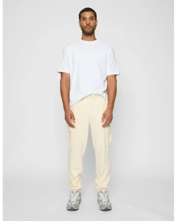 Pantaloni cargo din amestec de bumbac organic, Crem