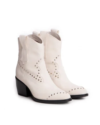 Botine cowboy din piele intoarsa, cu nituri metalice Lillian