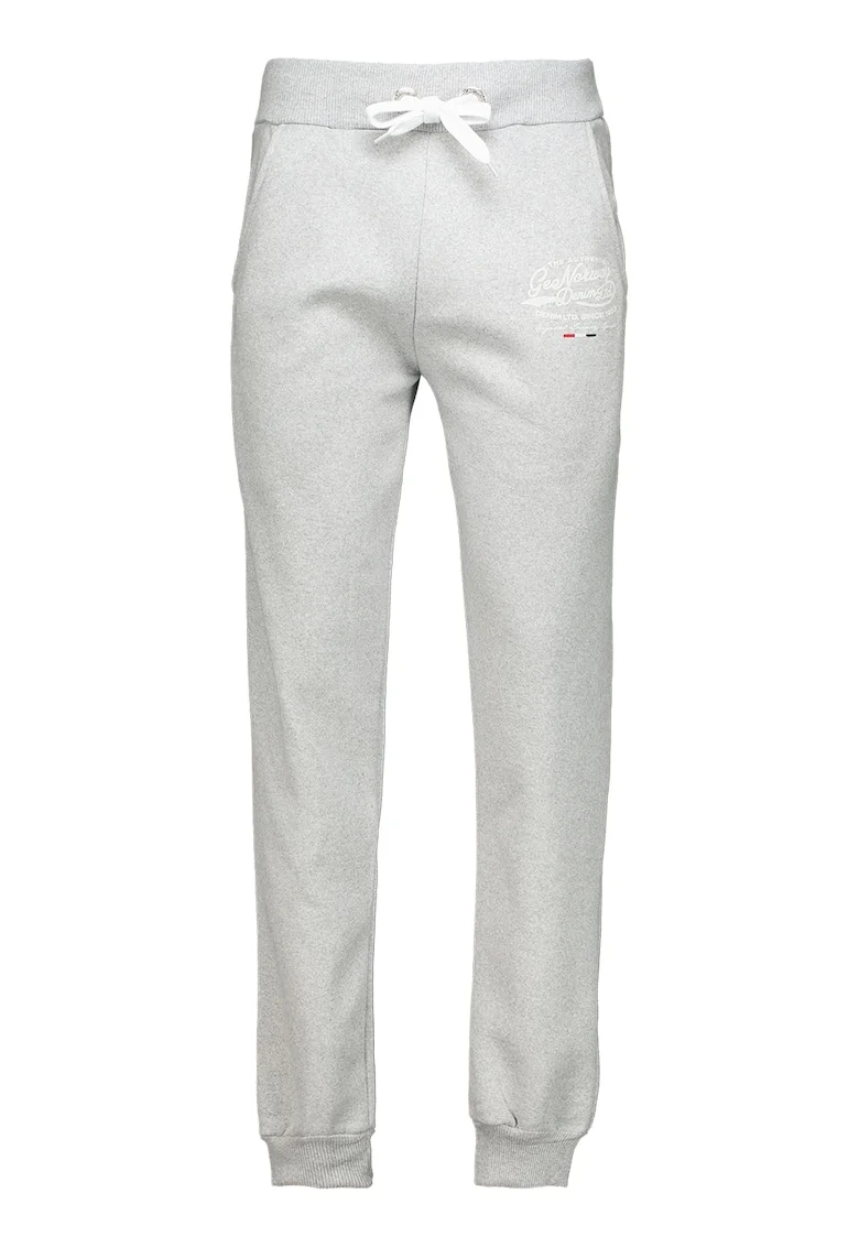 Pantaloni de trening cu buzunare laterale si imprimeu logo Merci, Gri deschis melange