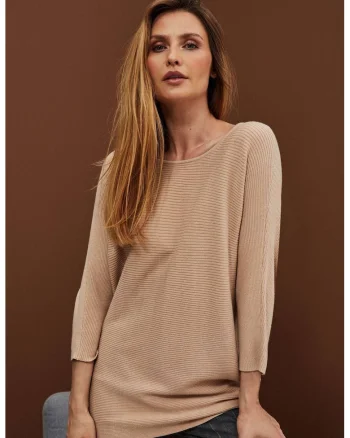 Pulover bej tip batwing, Bej