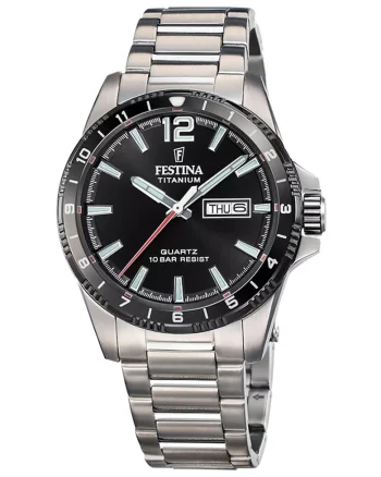 Ceas de titan cu logo pe cadran, Argintiu/Negru