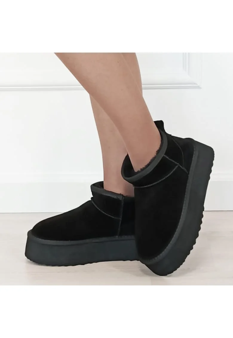 Ghete negre din piele naturala 6391 113 18578, Negru