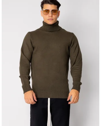 Pulover cu guler inalt Kaki 19077, Kaki