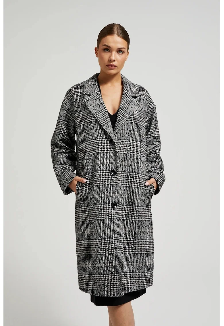 Pardesi oversized in carouri negre, Negru