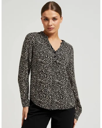 Camasa Neagra cu Maneci Lungi si Model, Negru