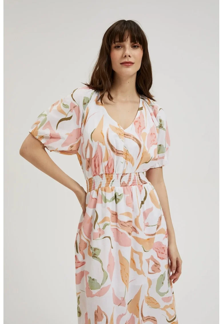 Rochie Alba cu Flori, Alb