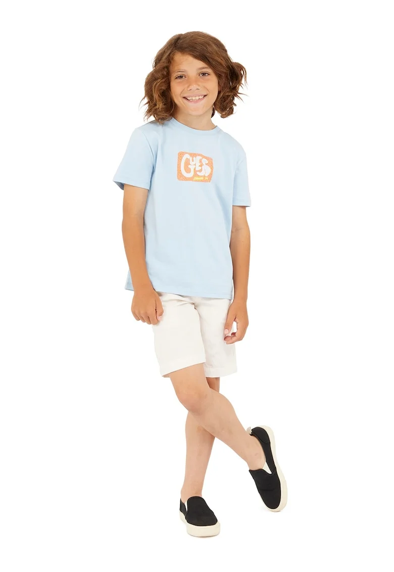 Pantaloni scurti din amestec de in cu model uni, Alb fildes