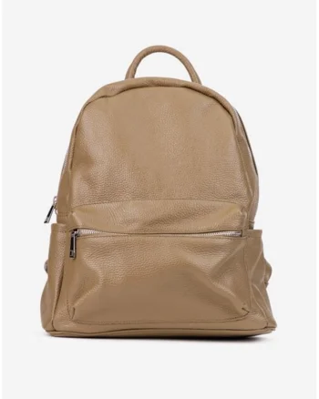 Rucsac dama din piele texturata taupe