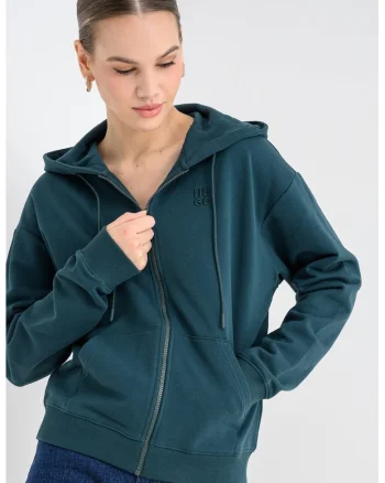 Hanorac de bumbac cu fermoar Dalfine, Verde aquamarin