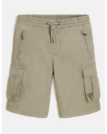 Pantaloni scurti cargo de bumbac cu snur, Grej