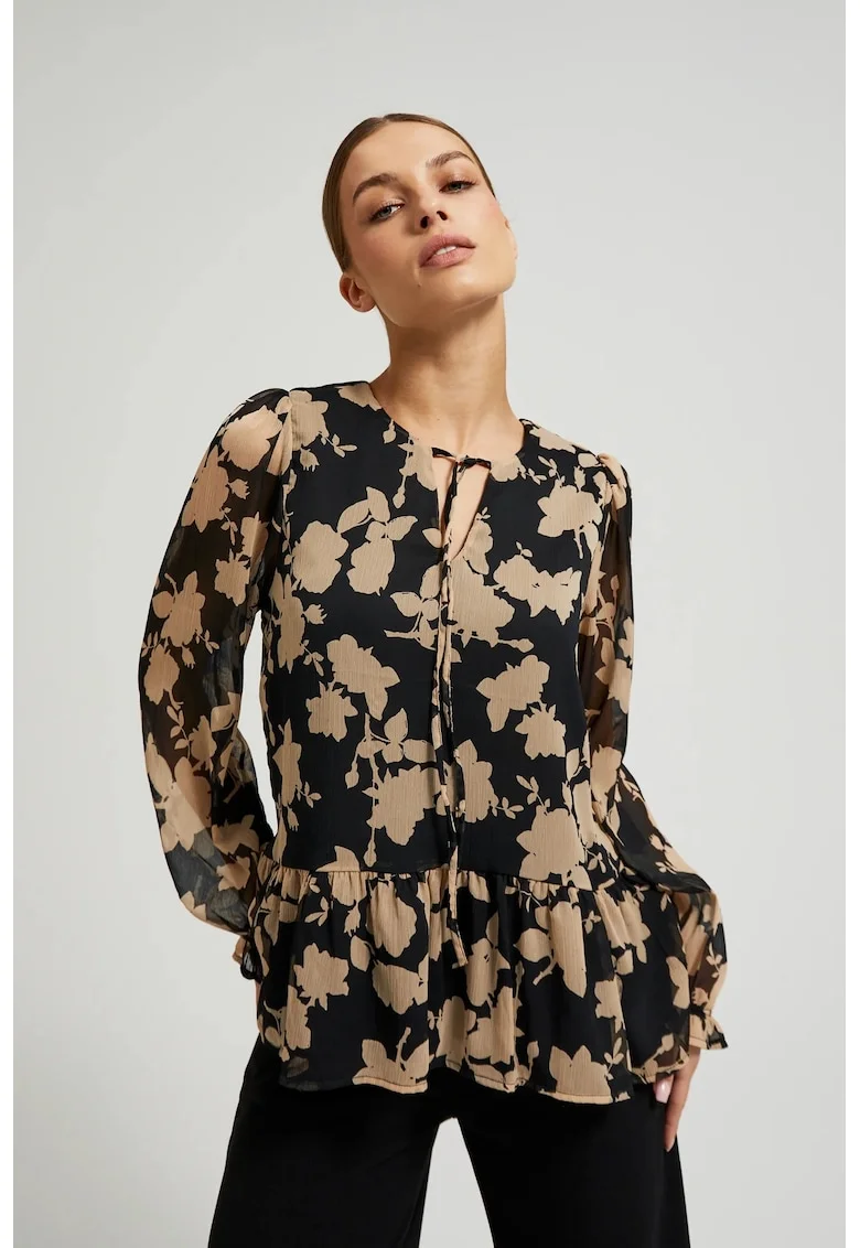 Camasa neagra cu model bej, Negru