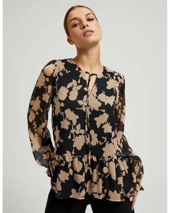 Camasa neagra cu model bej, Negru