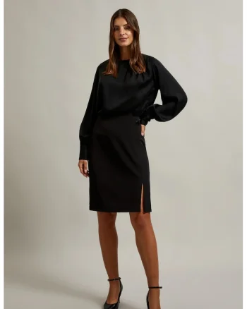 Bluza eleganta neagra cu maneci bufante, Negru