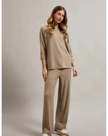 Pantaloni bej cu dare metalice, Bej
