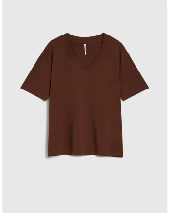 Tricou  decolteu V, maro, Maro