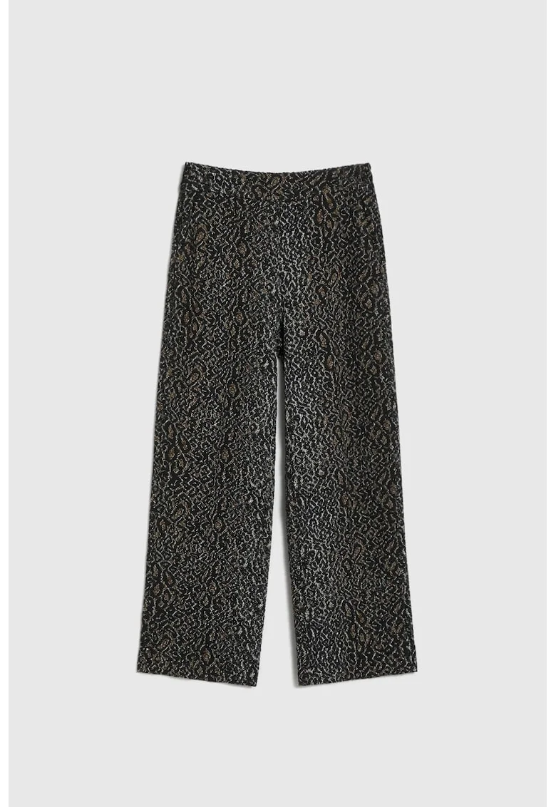 Pantaloni negri cu imprimeu de pantera, Negru