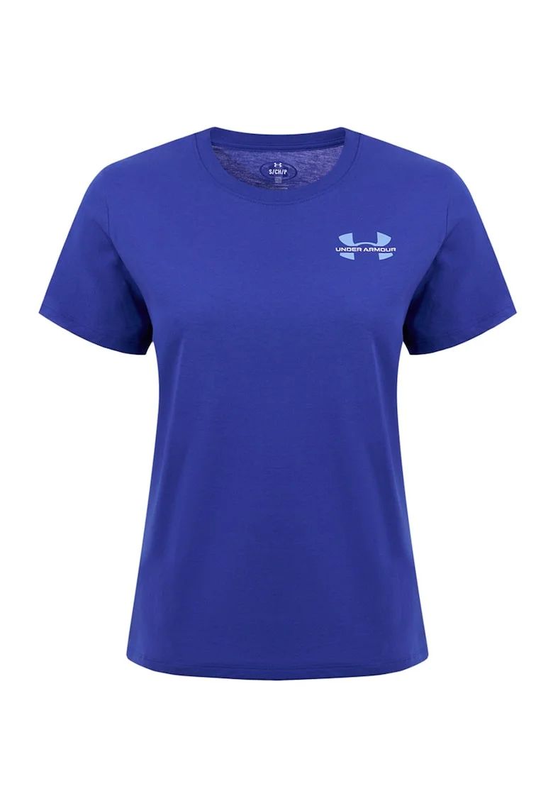 Tricou cu decolteu la baza gatului si logo pe piept, Albastru indigo