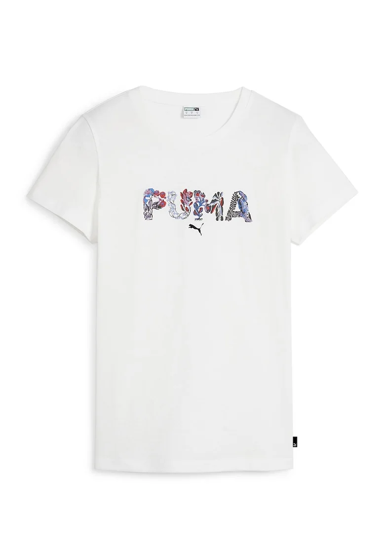 Tricou cu decolteu la baza gatului si logo, Alb