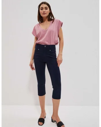 Pantaloni scurti din lyocell bleumarin, Bleumarin