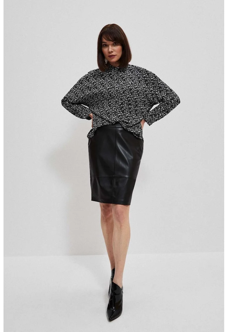 Fusta creion din piele eco neagra, Negru
