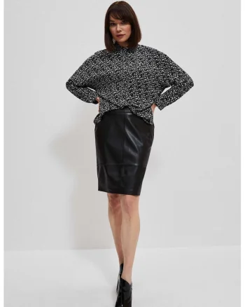 Fusta creion din piele eco neagra, Negru