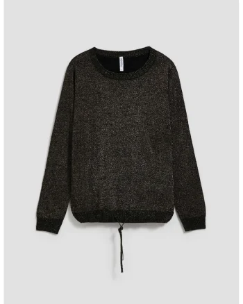 Pulover negru cu fir metalic, Negru