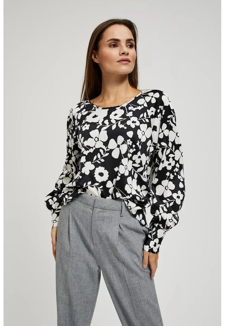 neagră cu imprimeu floral, Negru