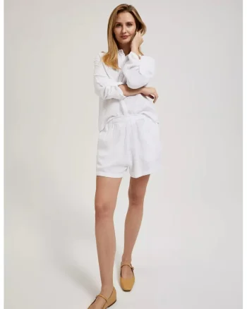 Shorts albe din bumbac, Alb