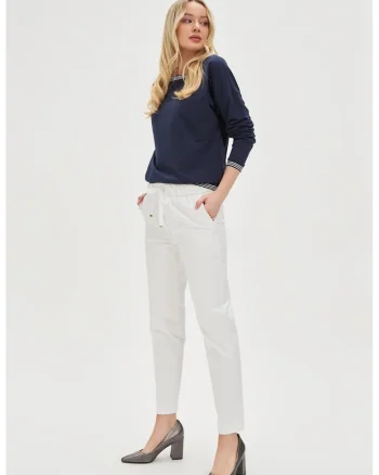 Pantaloni albi cu picioare drepte, Alb