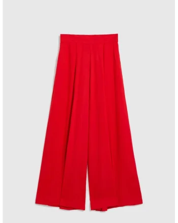 Pantaloni rosii cu picioare largi din viscoza, Rosu