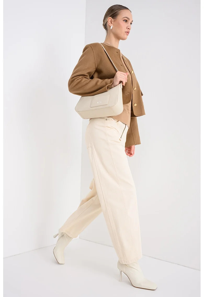Sacou crop din amestec de lana, Caramel