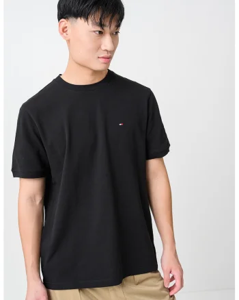 Tricou din amestec de bumbac organic si logo discret brodat, Negru