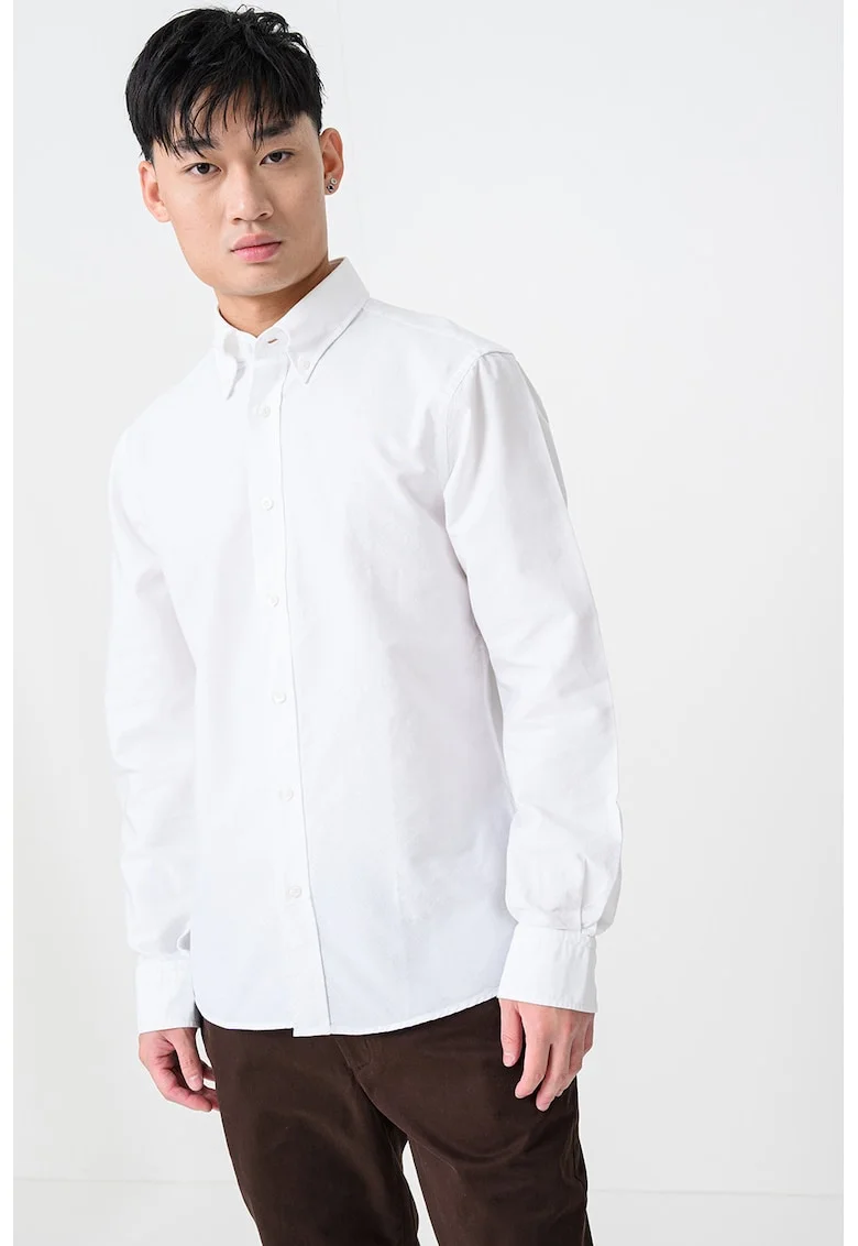 Camasa regular-fit cu guler Oxford, Alb