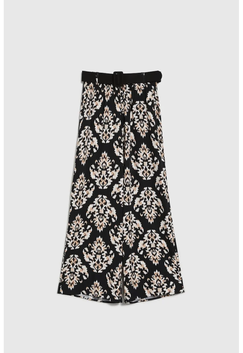 Pantaloni negri din vascoza cu curea, Negru