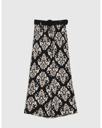 Pantaloni negri din vascoza cu curea, Negru