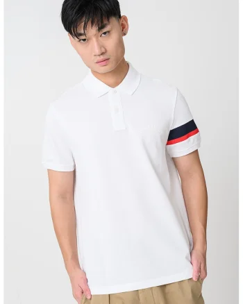 Tricou polo din amestec de bumbac organic, Rosu/Alb/Albastru ultramarin