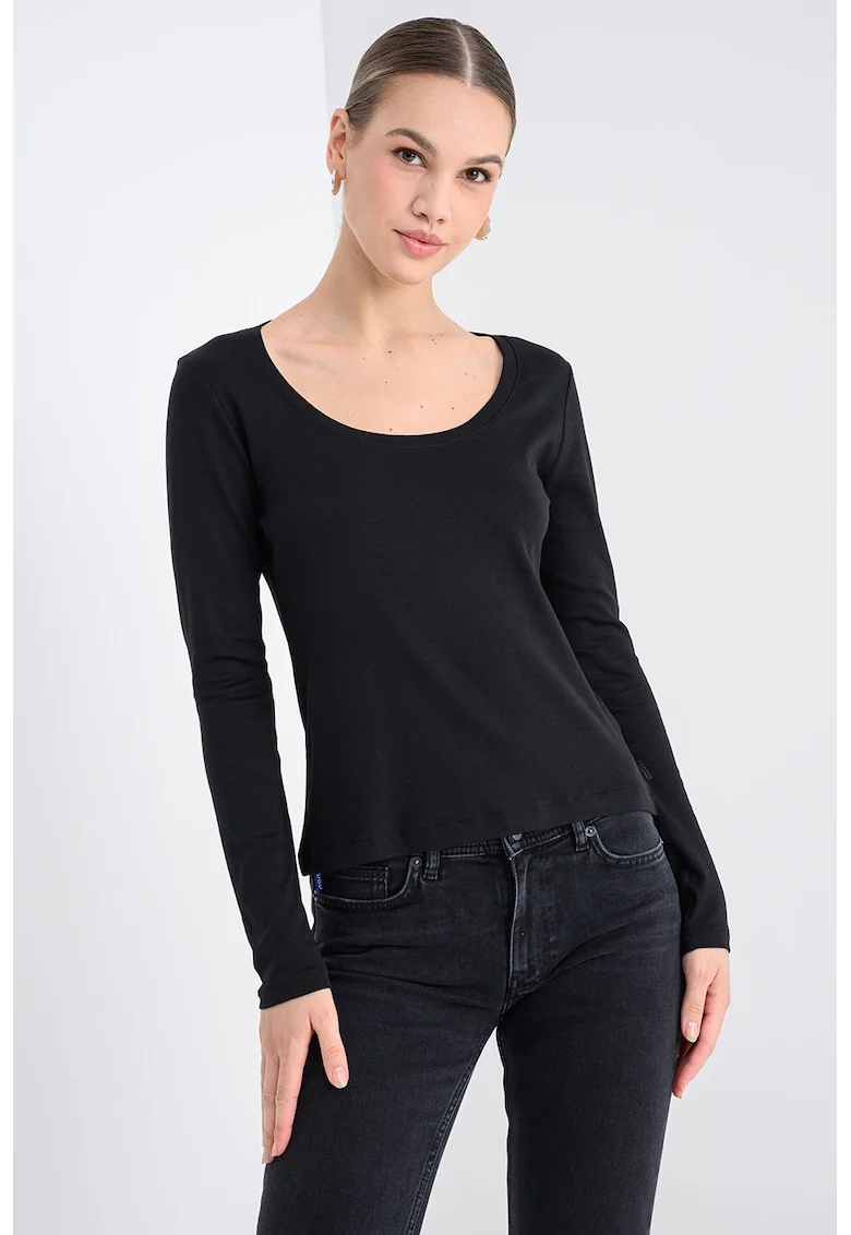 Bluza uni cu decolteu rotund, Negru