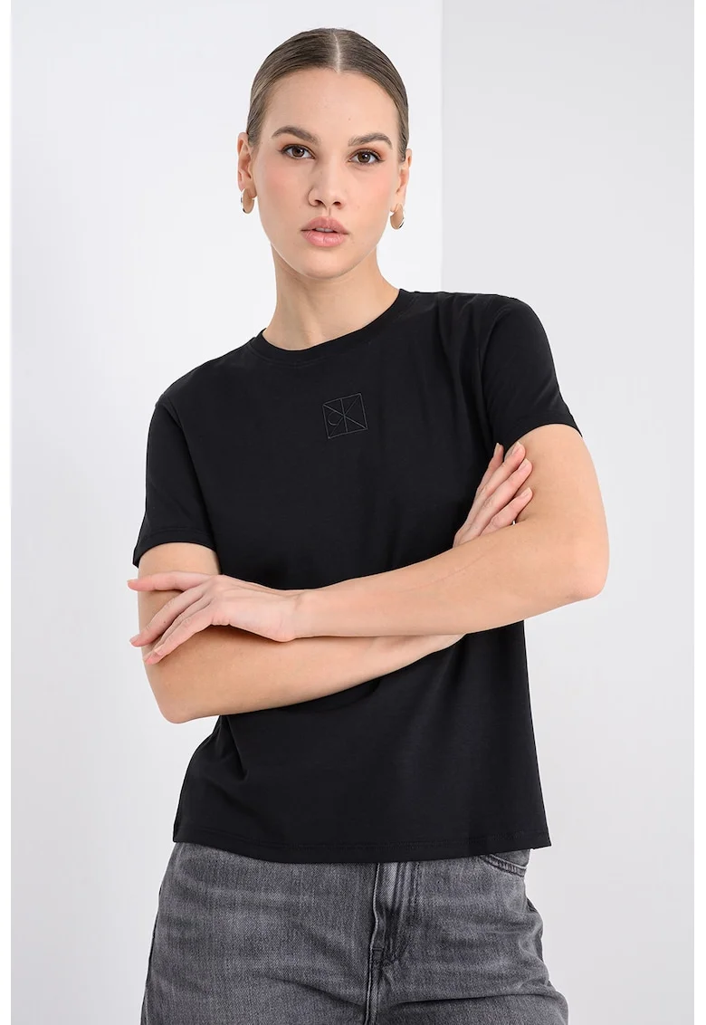 Tricou uni cu croiala regular-fit, Negru
